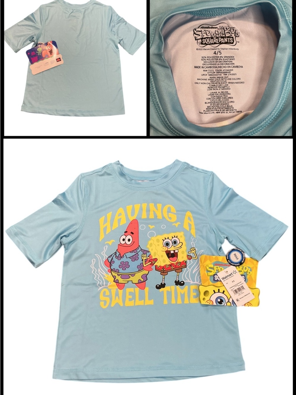 💟SpongeBob Squarepants Light Blue Rashguard